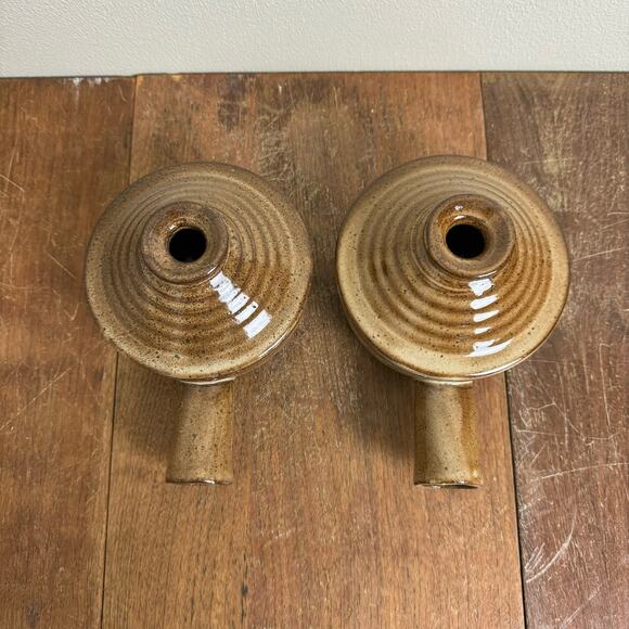 Pair VINTAGE Brown Glazed Stoneware Soup Bean Vented Lidded Tagine bowls - Picture 2 of 7